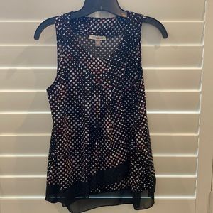 Black Dress top with Pink/Tan Polka Dots and Sequins